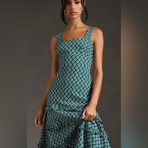 Anthropologie The Blythe Square Neck Tiered Dress Size  MP
